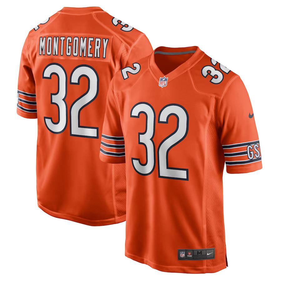 Men Chicago Bears #32 David Montgomery Nike Orange Alternate Game Player NFL Jersey->chicago bears->NFL Jersey